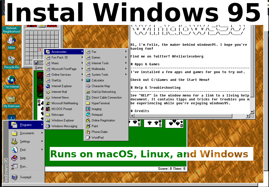 Install windows 95 on Linux