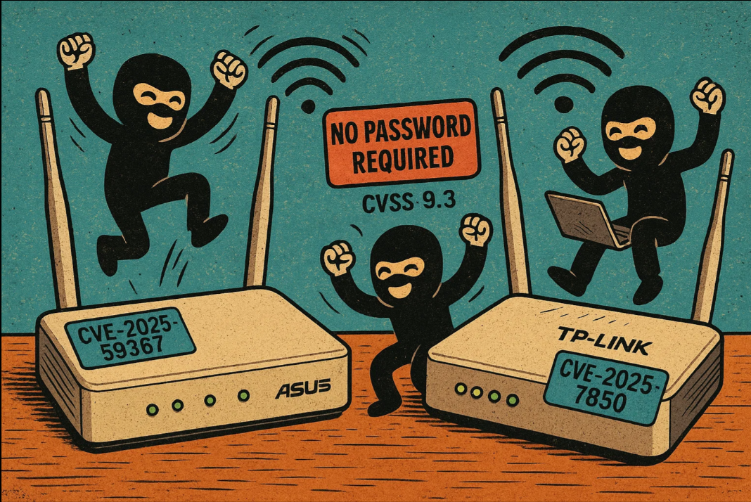 Your router protects your home network from the internet. Or it's supposed to. Two major vendors just proved it doesn't. 😅 /asus-tplink-authentication-bypass-cve-2025/featured-image.png