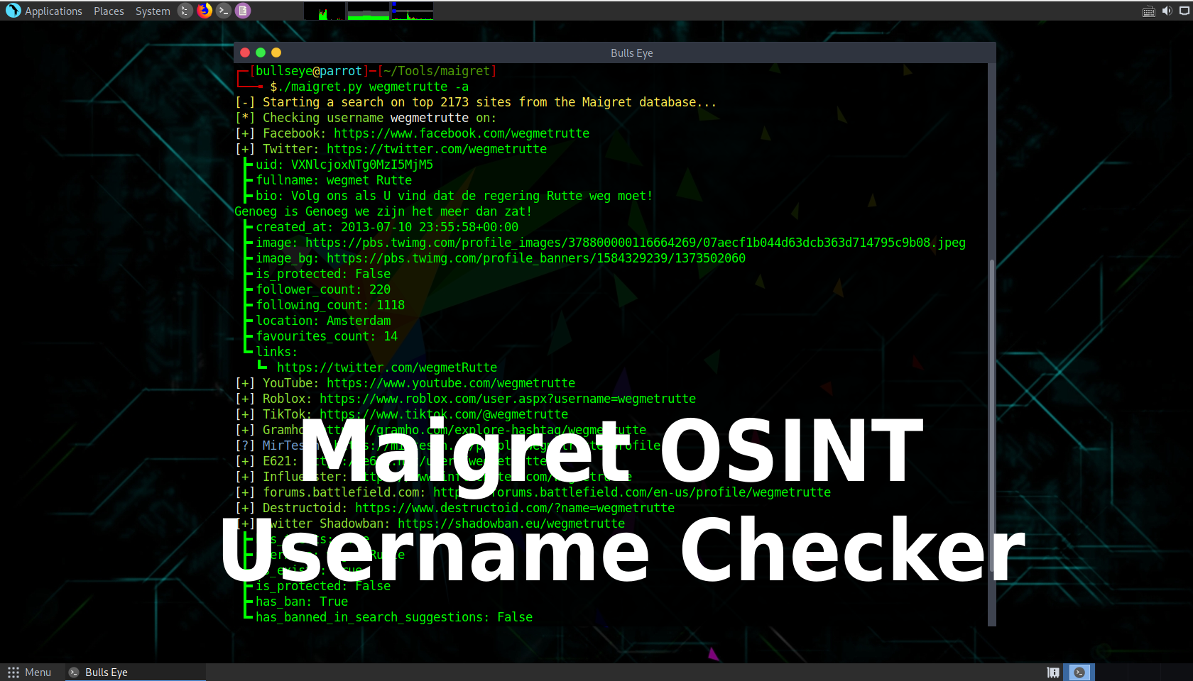 Maigret: Enumerate Username From Various Websites., by CyberRaya