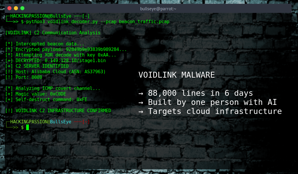 One developer built 88,000 lines of advanced Linux malware in six days using AI. VoidLink targets AWS, Azure, Google Cloud, Kubernetes, and Docker containers. Full technical breakdown. /voidlink-ai-malware/featured-image.png