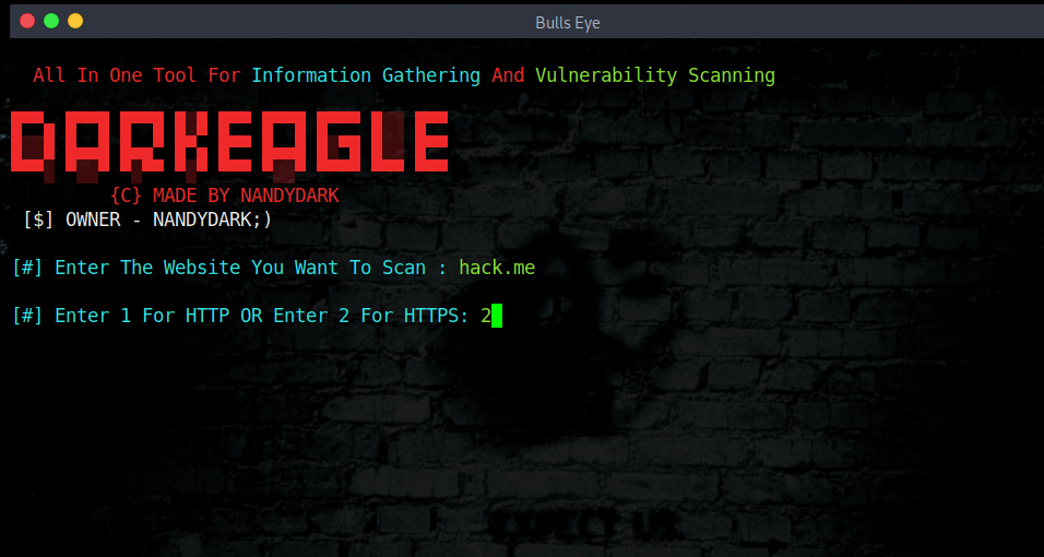 DARK EAGLE tool for Information Gathering and Vulnerability Scanning
