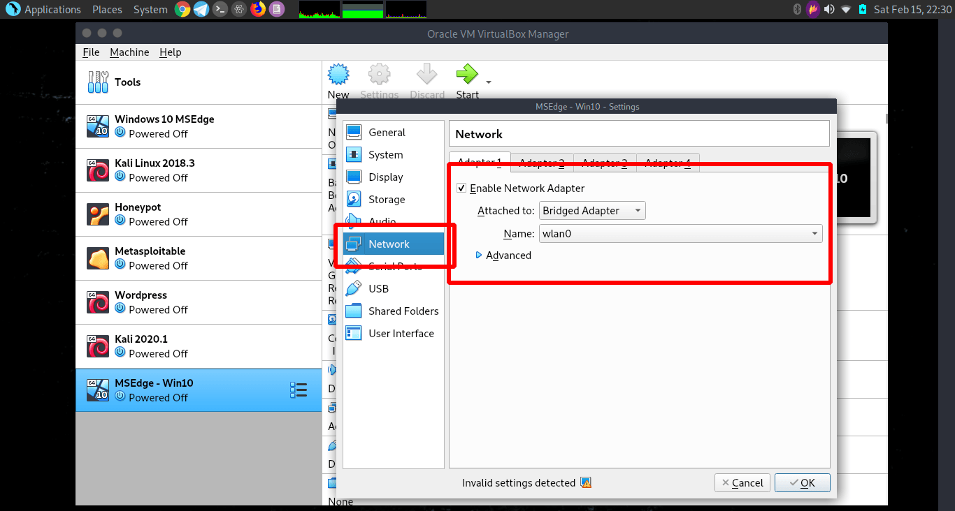 windows 10 virtualbox network settings