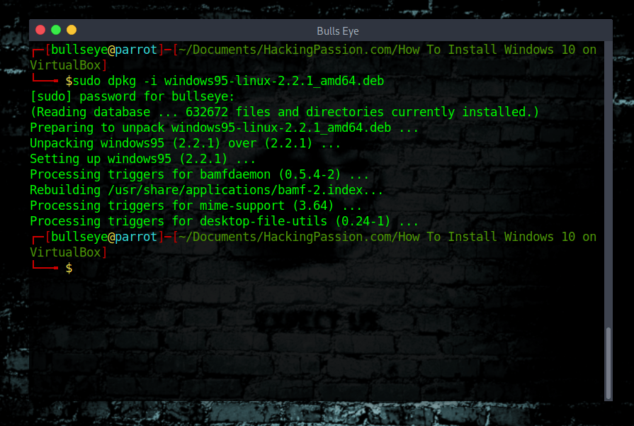 How To Install Windows 10 on VirtualBox 27 sudo dpkg -i windows95-linux