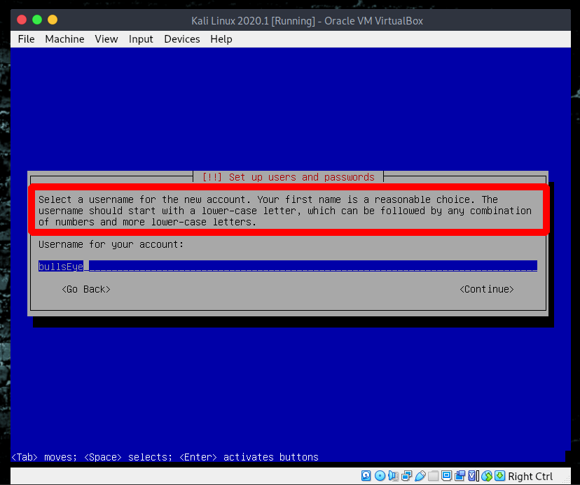 kali linux virtualbox username and password