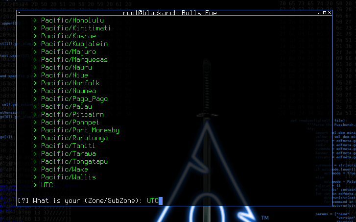 BlackArch Linux Penetration Testing 2020.01.01 Complete install 58 Timezone Blackarch