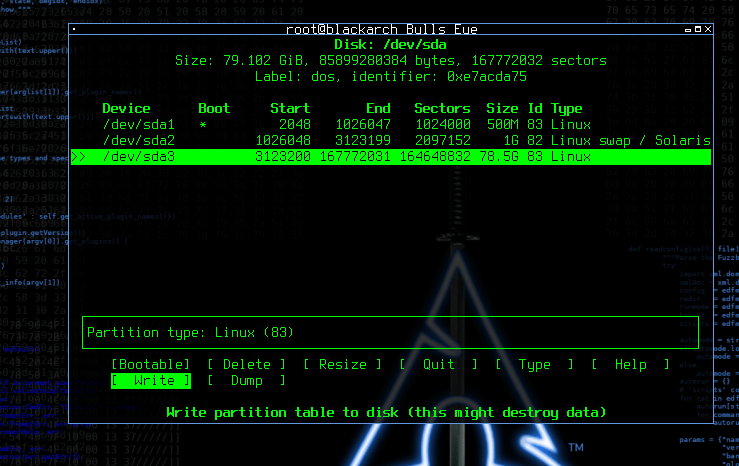 write changes to disk blackarch