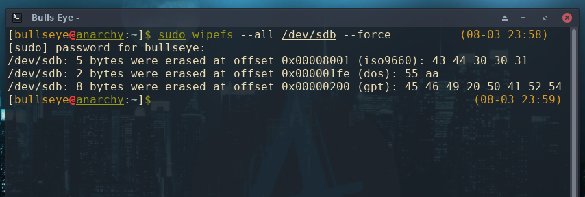 fdisk using wipefs